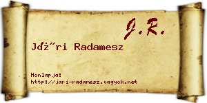 Jári Radamesz névjegykártya